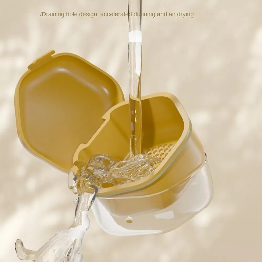 

Непрозрачный портативный контейнер для ортодонтических ретейнеров и зубных протезов, 2-слойный, герметичный, для чистки и хранения брекетов