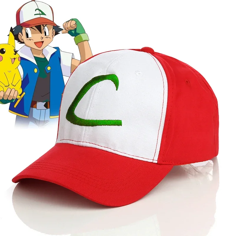 Anime Ash Ketchum Hat Pokemon Ash Ketchum Cosplay Cap Unisex Embroidery Baseball Cap Pocket Snapback Adjustable Hats Prop