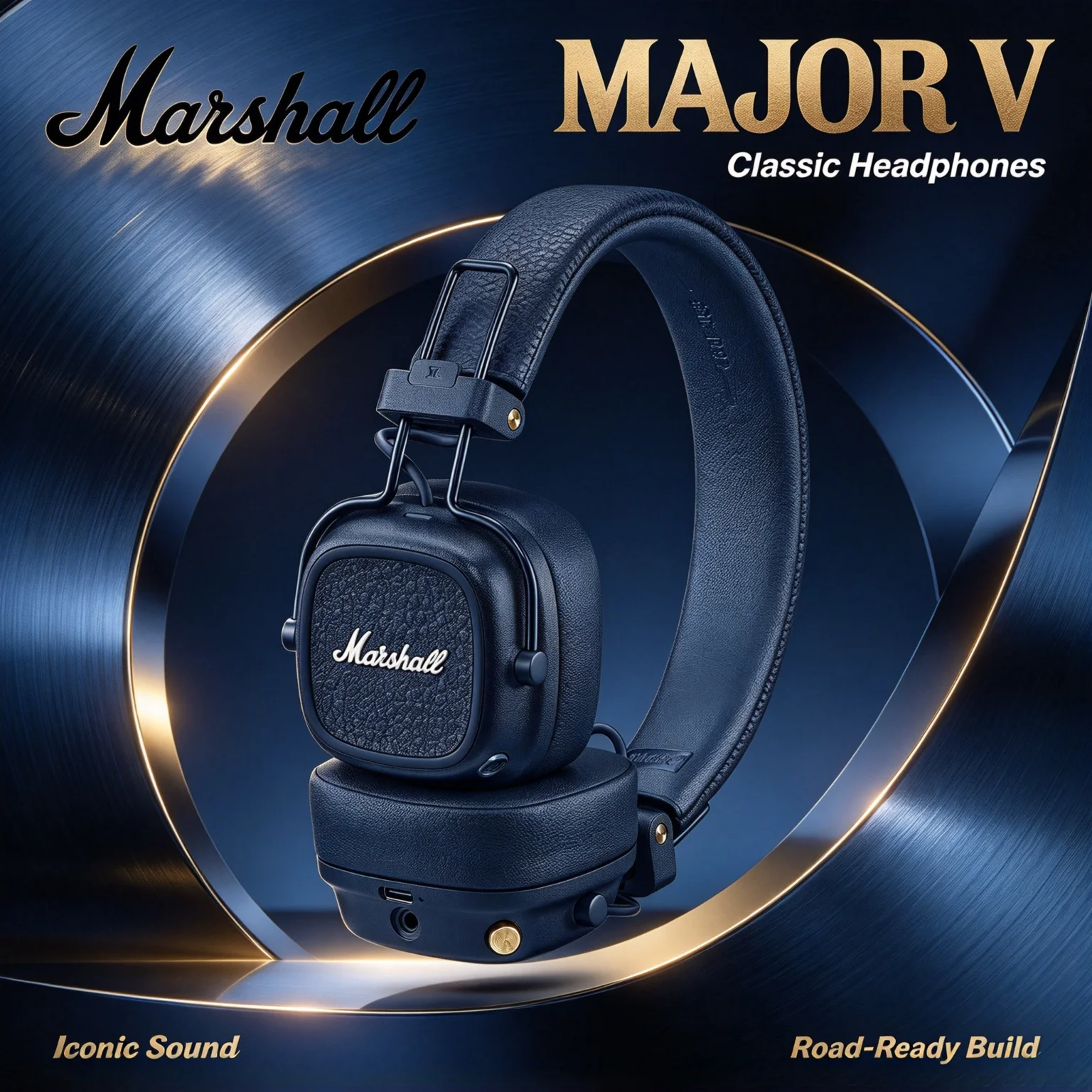Marshall MAJOR V Wireless Foldable On‑Ear Headphones Deep Bass 100H Battery Multi‑point Connection Built‑in Microphone