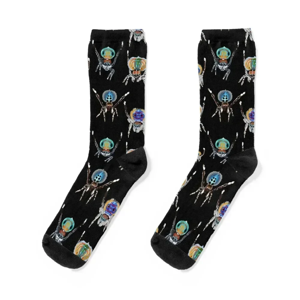

Colourful cute peacock jumping spiders Socks Hiking boots man Antiskid soccer sheer Men Socks Women's