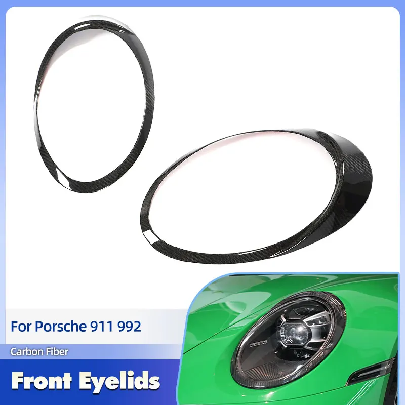 

Front Headlight Eyebrows Eyelids Dry Carbon For Porsche 911 992 Carrera 4 Turbo S GT 2019-2022 Car Font Eyebrows Trims Covers