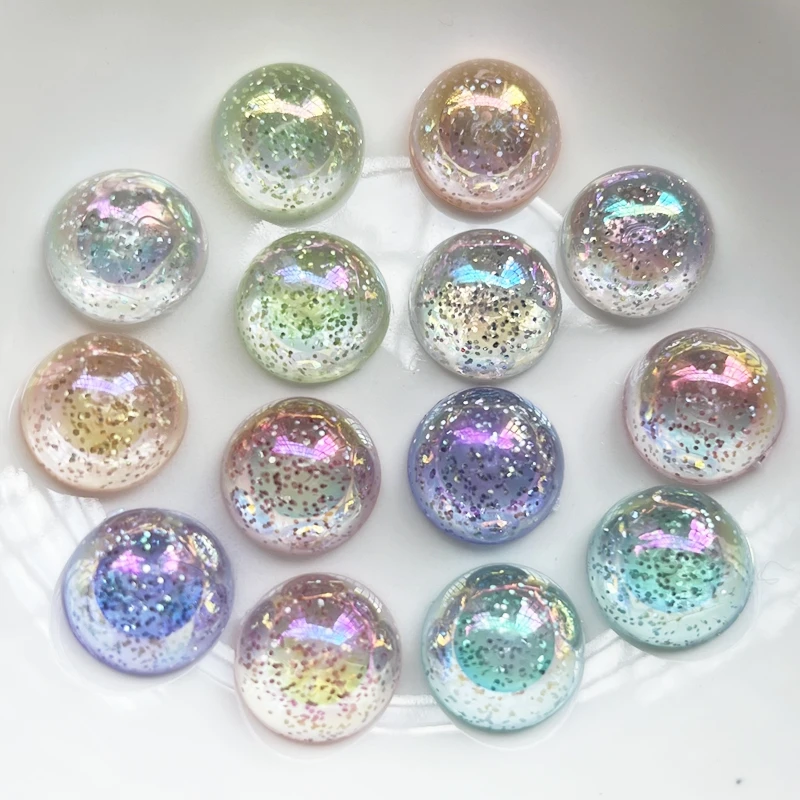 New 16mm semi circular mermaid starry sky crystal rhinestone DIY jewelry production resin flat back decorative scrapbook