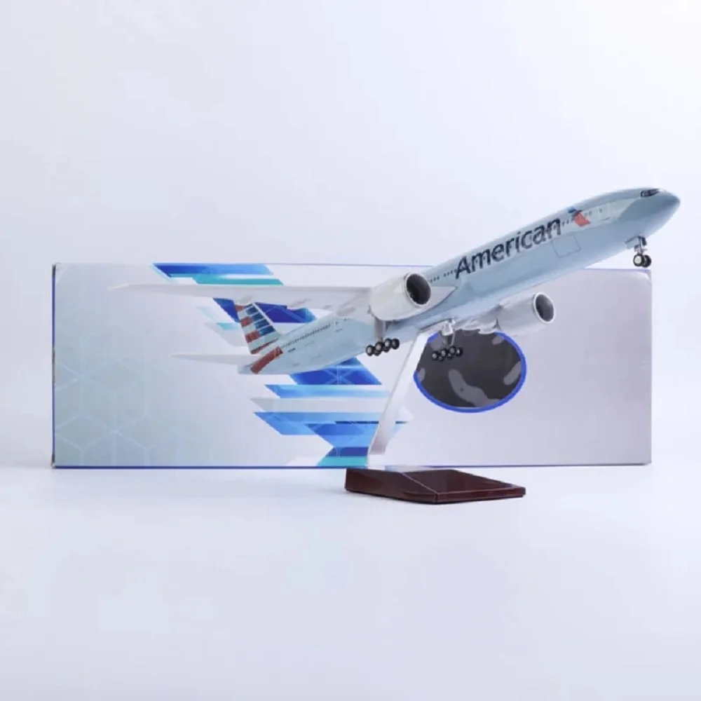 

1:157 Scale Model Airplane Toy B777 American Airlines 47cm Resin Aircraft Die-cast With LED Light And Wheels Hobbies Collection