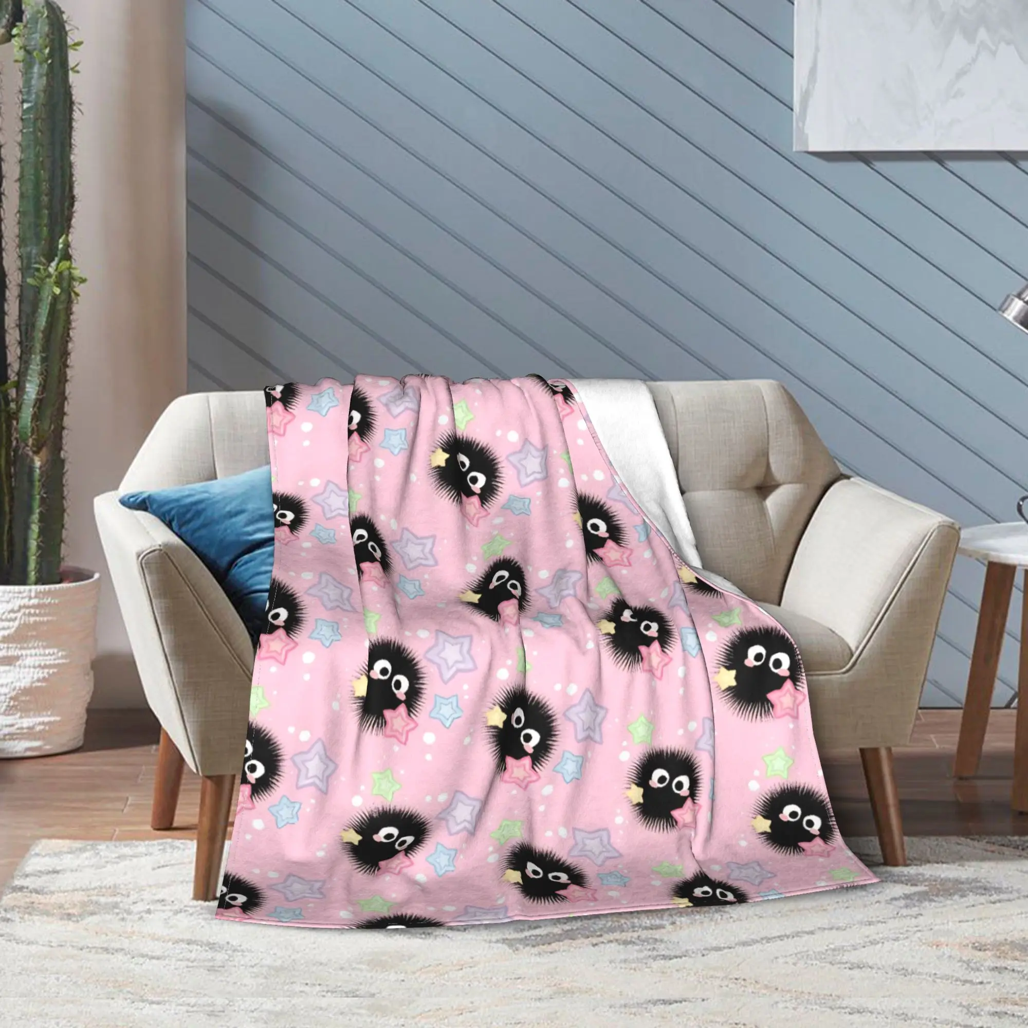 Super Soft Susuwataris Anime Movie T-Totoroes Throw Blanket Premium Fleece Flannel Bed Blanket Cozy Plush Blankets All Season