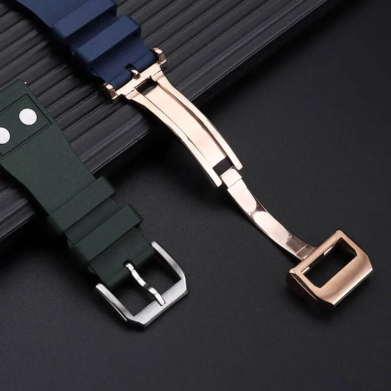 20mm 21mm 22mm Soft Fluororubber Strap for IWC Pilot Portuguese Mark 18/20 Quick Release High Quality Fluororubber Watchband