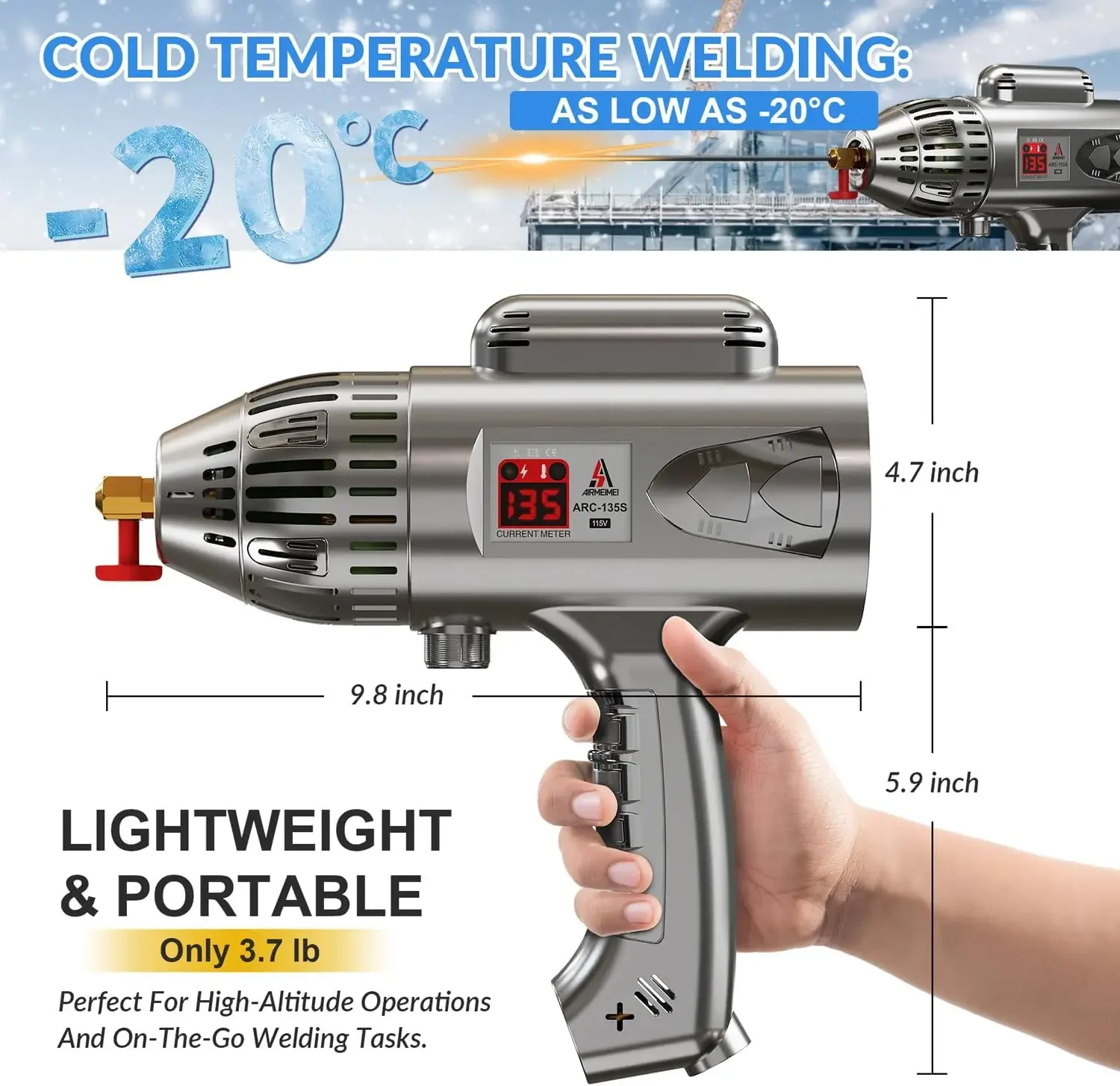 Welding Machine 110V, Handheld welder gun,135A ARC Digital Display, Weight 3.7Ib,Stick Welder,Portable Handheld