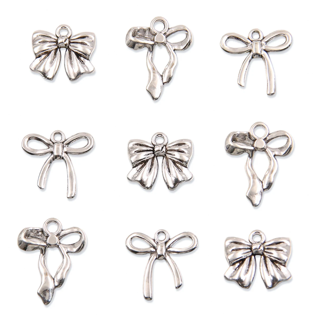 20Pcs 13 Style Metal Alloy Cute Hollow Bow Charms Holiday Gifts Pendants For Jewelry Making DIY Handmade Craft