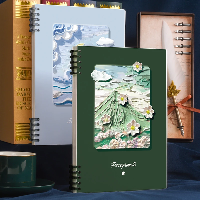 

A5 80 Sheet Loose-leaf Notebooks Oil Paint Cover Detachable Horizontal Line Notebook Student Notepads Stationery Office Supplies