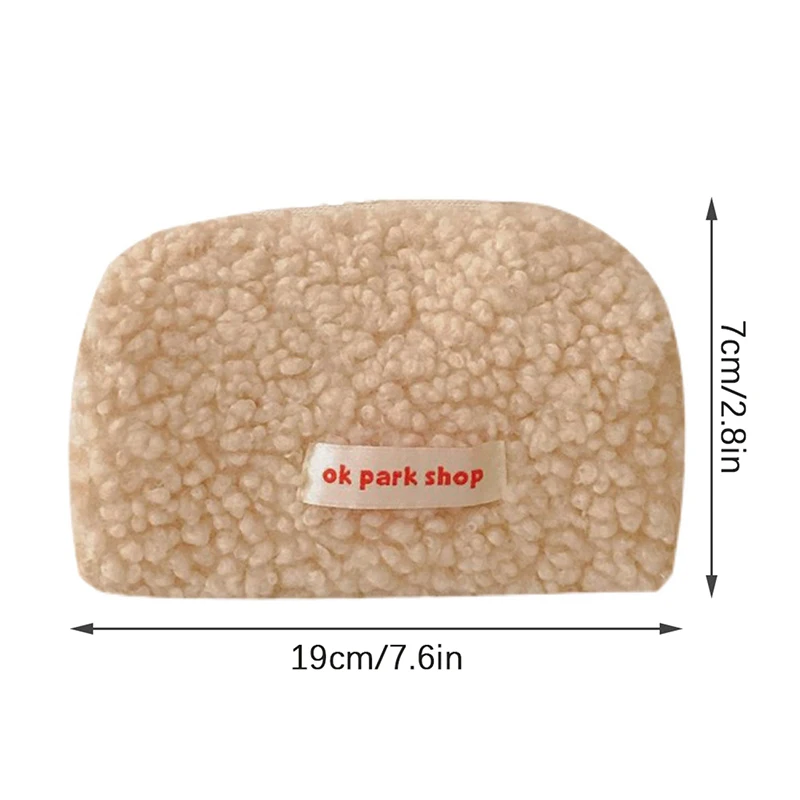 1pc Cute Shmere Pencil Bag Case Plush Pencil Bag Zipper Makeup Storage Bag Pen Pouch Bag School Office Supplies Stationary Case