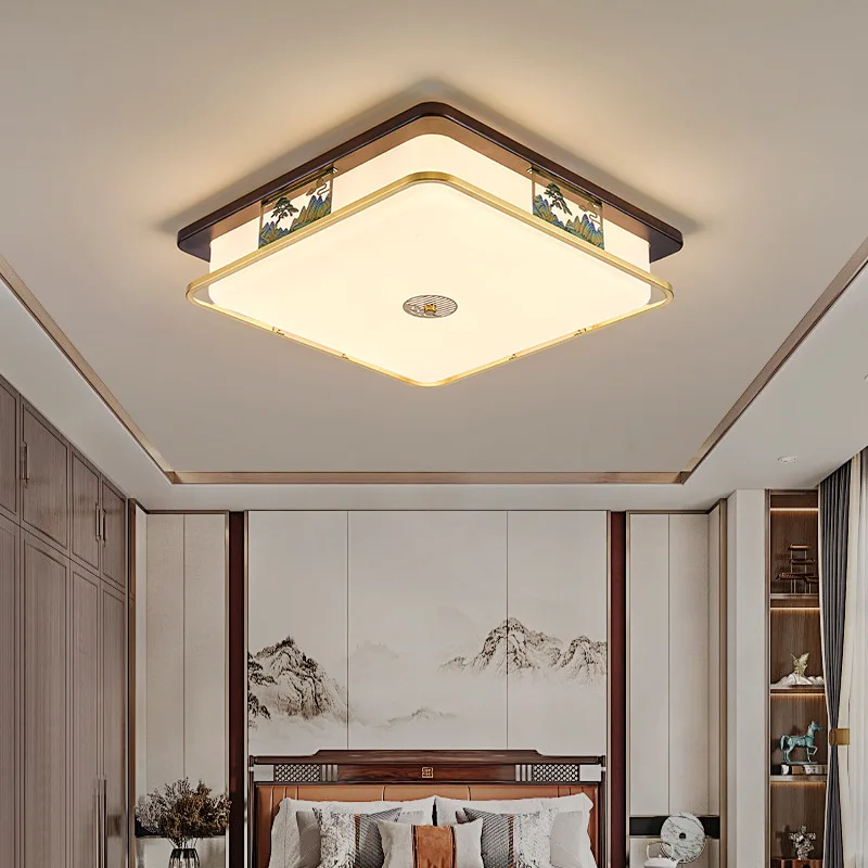 Vintage Acrylic LED Ceiling Lamp Atmoshere Bedroom Study Restaurant Living Room Interior Eye Protection Wooden Lighting Fixtures