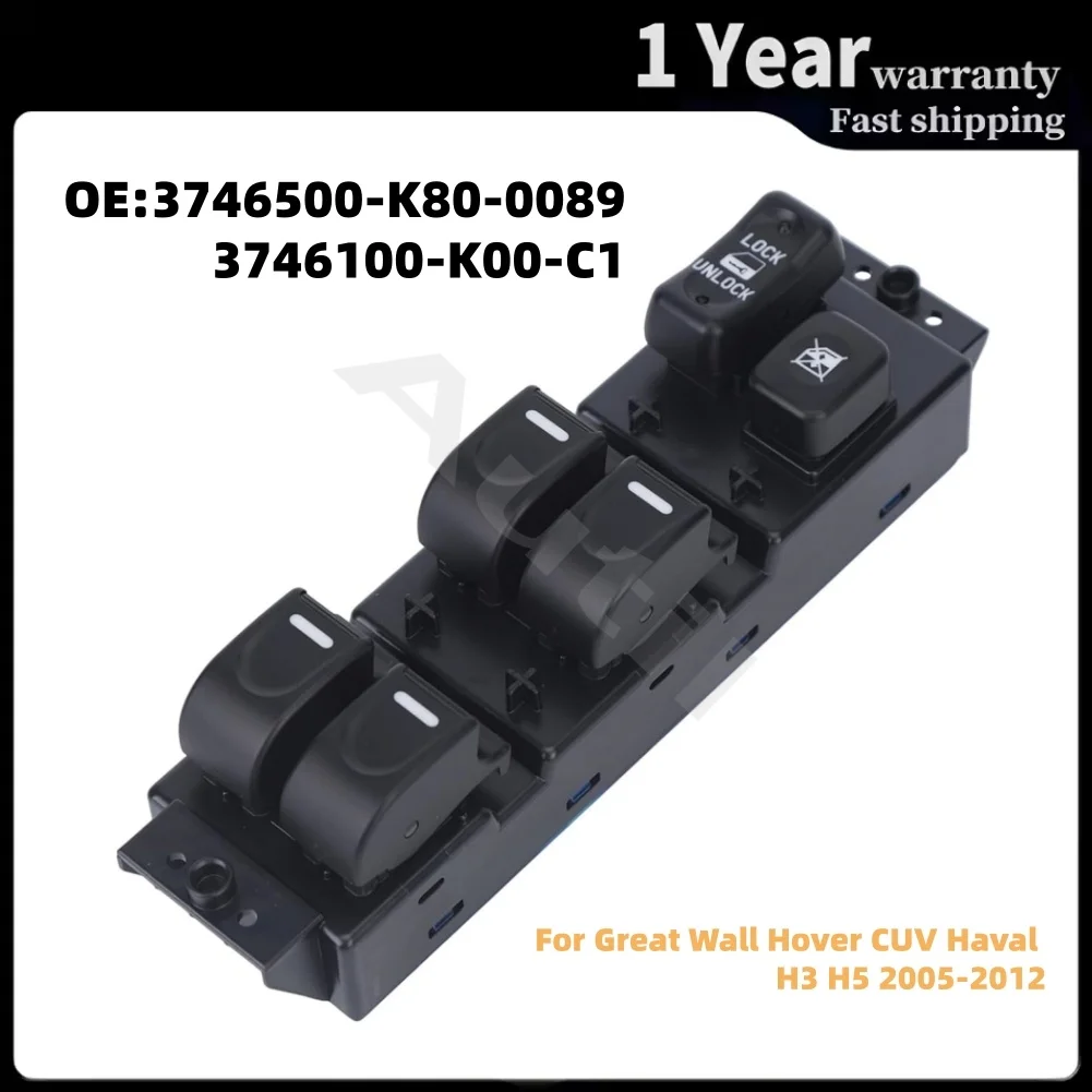 Front Left Power Window Switch for Great Wall Hover CUV Haval H3 H5 2005-2012 Lifter Button Car Accessories 3746500-K80-0089