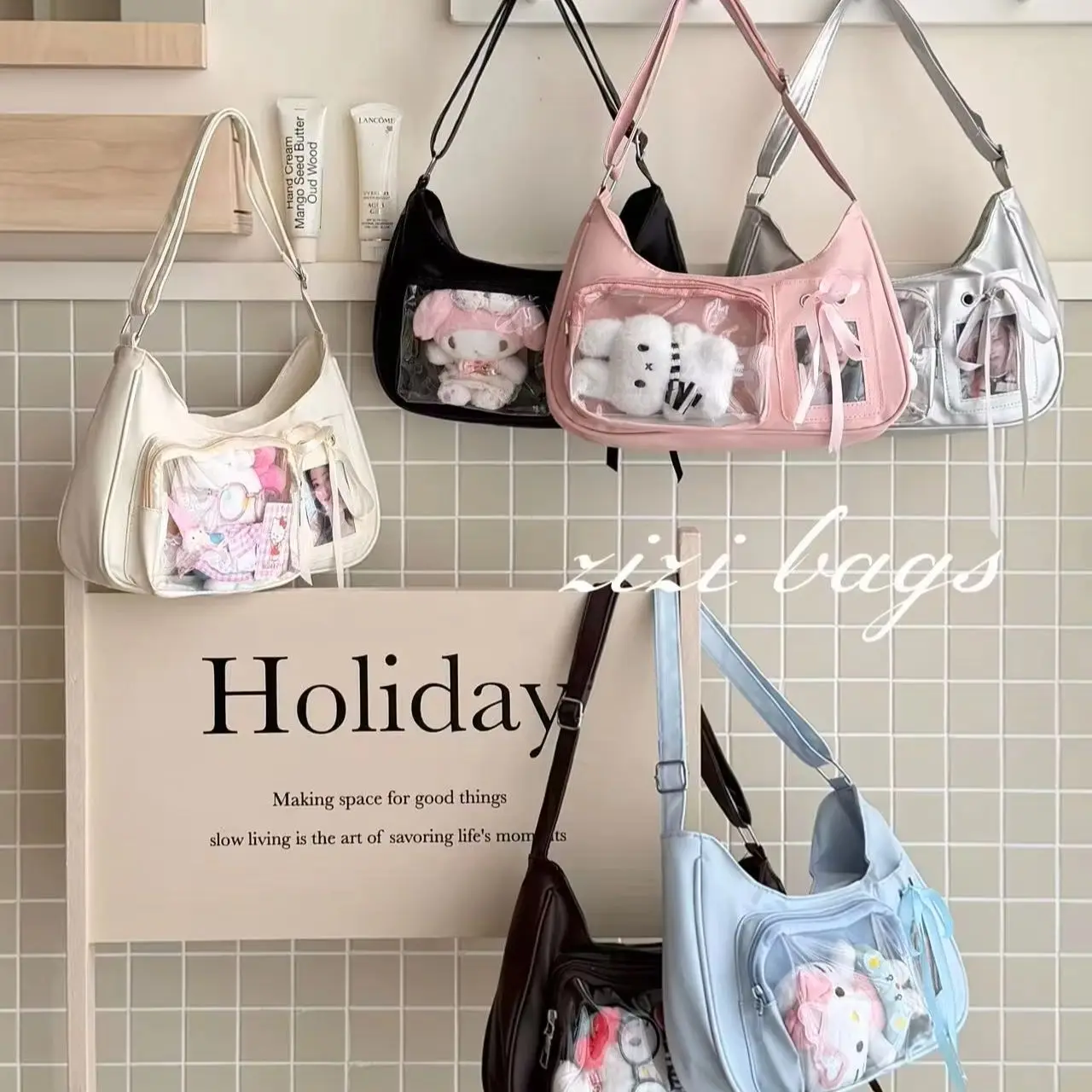 Y2K Harajuku Damen Schultertasche Koreanische Transparente Ita Schul-Umhängetasche Preppy Handtasche Japanische Designer-Damentasche – Detail 2
