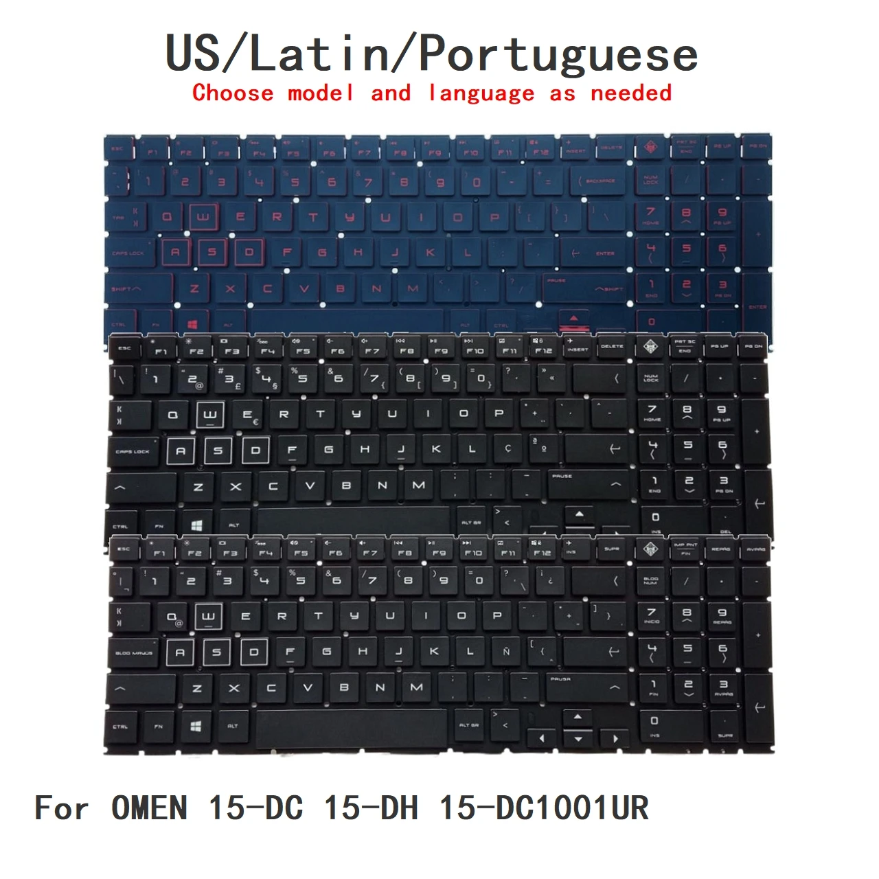 Nuevo teclado RGB en inglés, español y portugués de EE. UU. para HP OMEN 15-DC 15-DH 15-DC1001UR, teclado de repuesto para PC portátil XP1-US