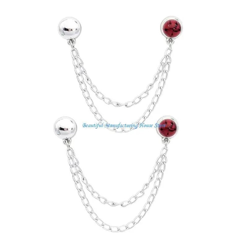 E56A Pack of 2 Quick Trouser Cuffs Fasteners Clothing Clips Magnets with Chain Hijab Magnets Chain Pants Clips