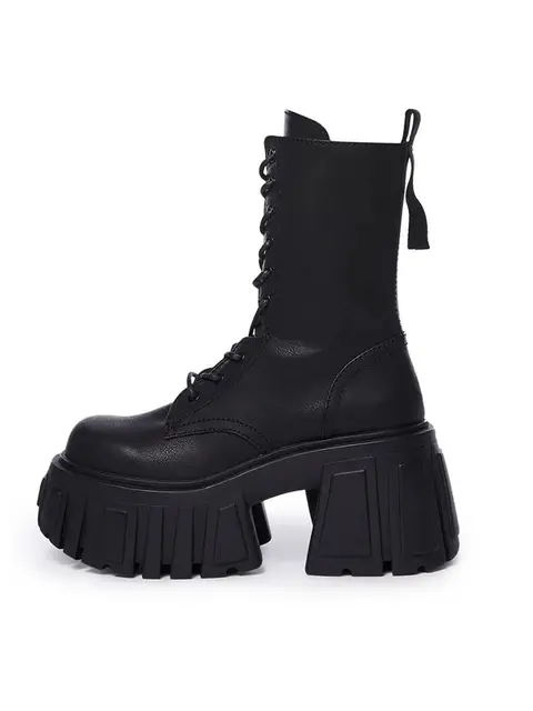 2025 Super High Heel Platform Middle Tube Female Autumn and Winter Elevator Ankle Tide Music Chunky Heel Comic Show Boots