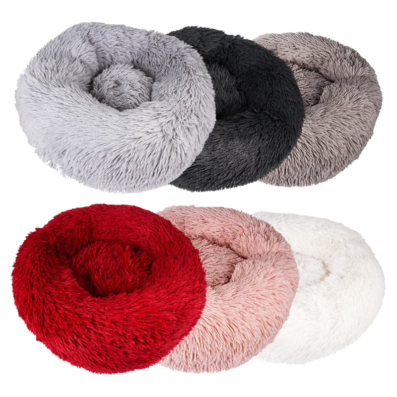 Hot 40/50/60cm Long Plush Super Soft Pet Bed Round Plush Cat Bed House Best Dog Bed Winter Warm Sleeping Bag Puppy Cushion Mats