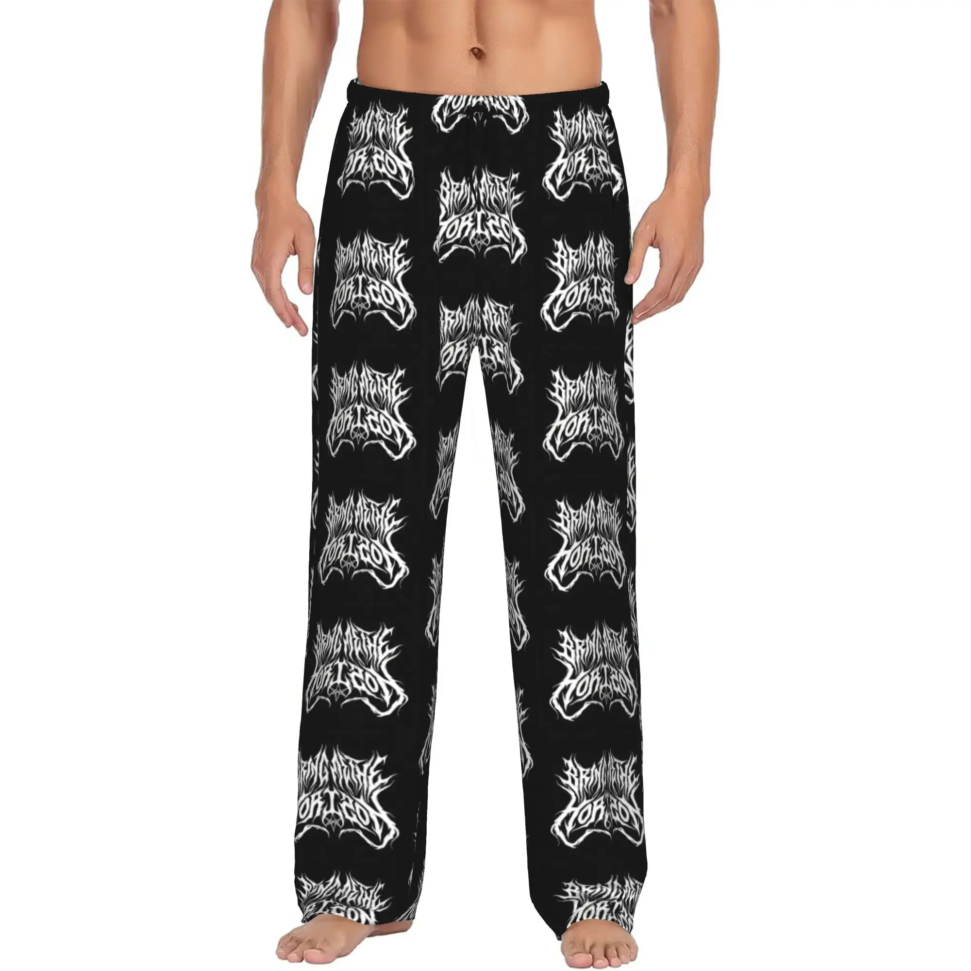 Custom Print Men Bring Me Horizones Pajama Pants Metal Core Band Sleepwear Sleep Lounge Bottoms with Pockets