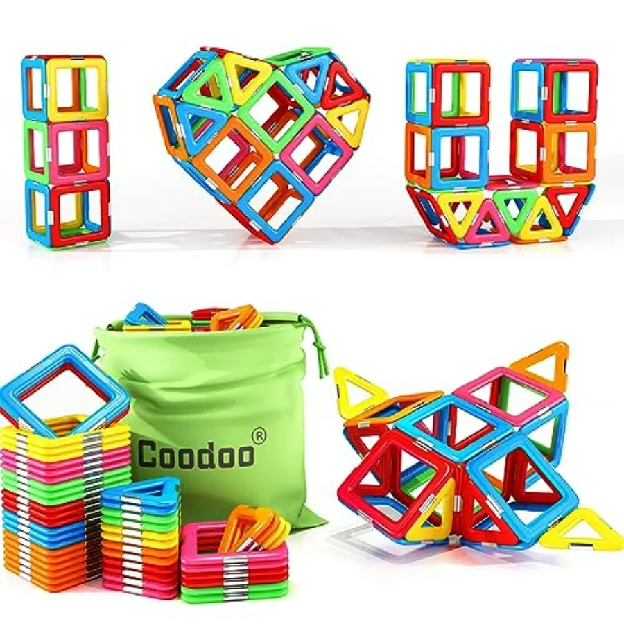 

Upgraded Magnetic Blocks Tough Tiles STEM Toys for 3+ Year Old Boys and Girls Learning by Playing Games for Toddlers,Compatible