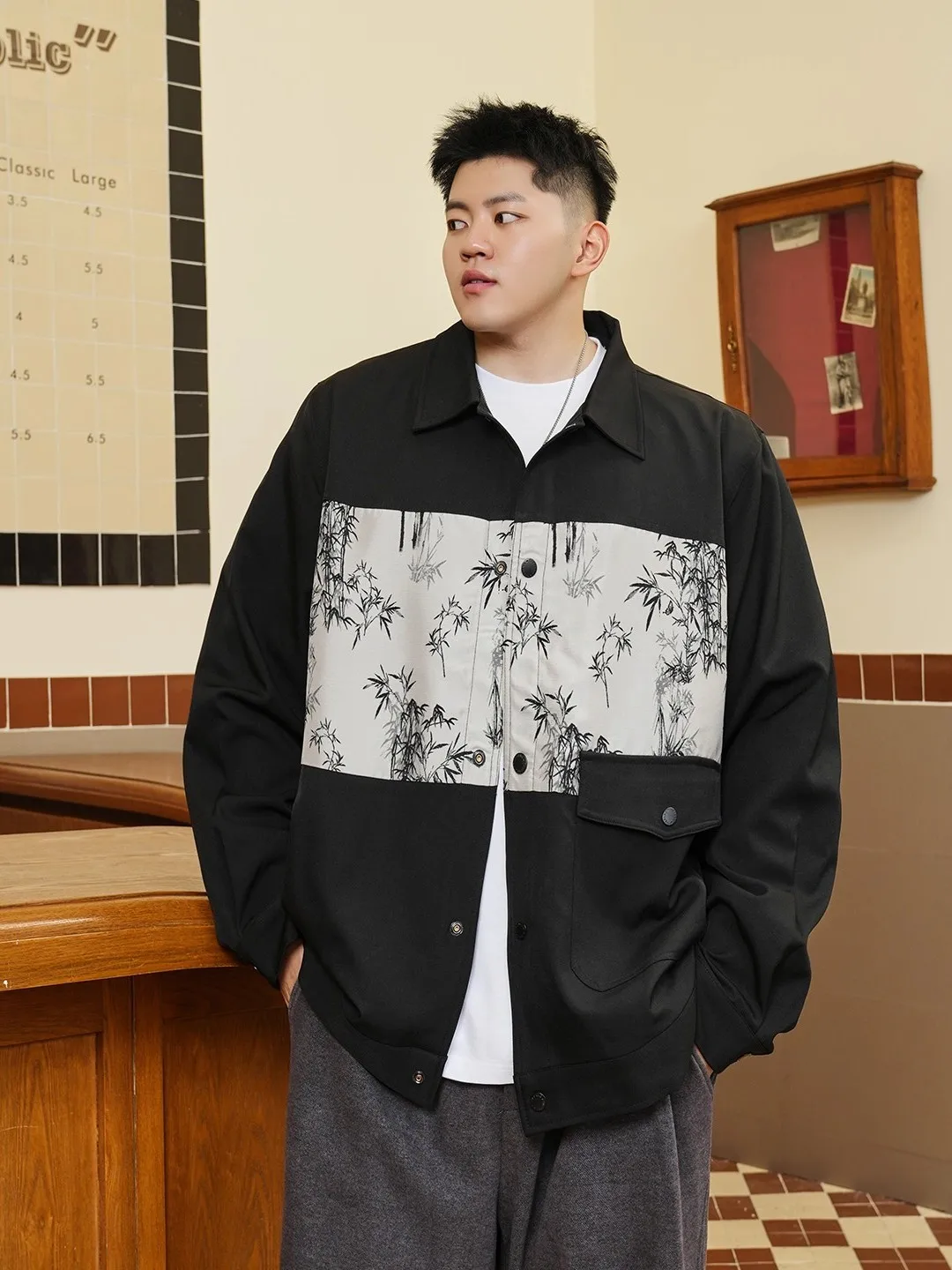 新しい中国風メンズオーバーサイズジャケット長袖パッチワークオープンカーディガン春秋ファッショナブルな多用途カジュアルウェア