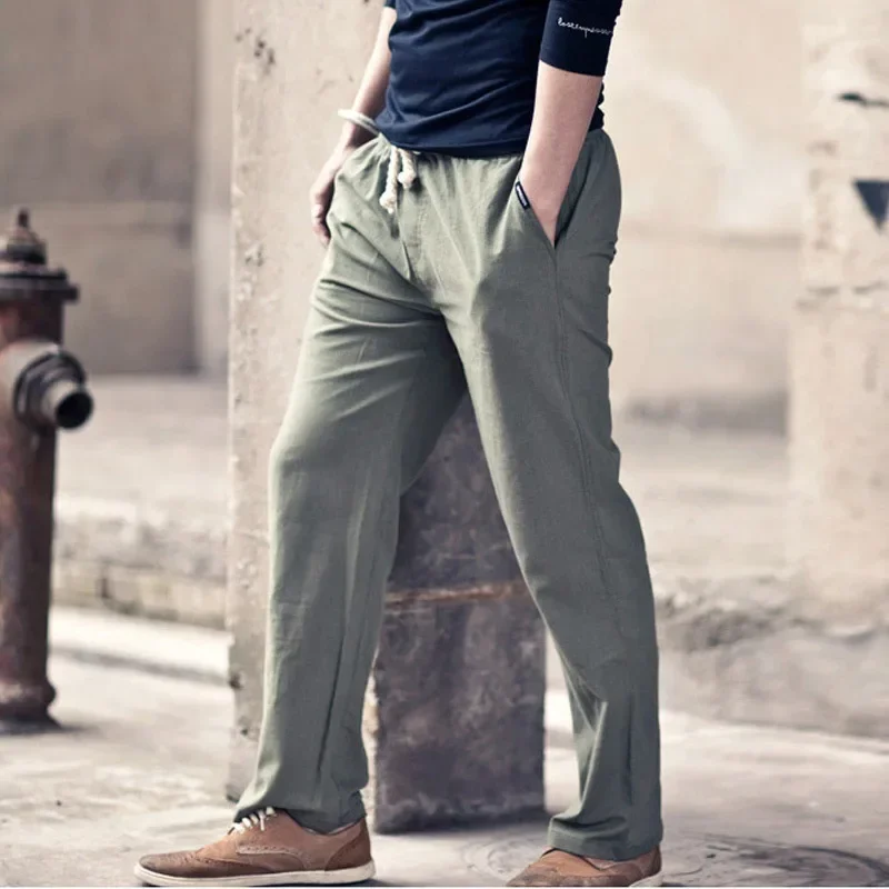 

Spring and Autumn Straight Tube Solid Color Beach Pants for Men's Breathable and Casual Wear