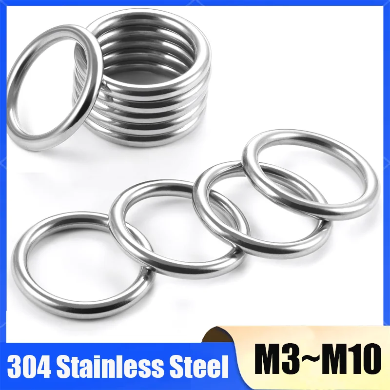 1Pc M3 M4 M5 M6 M8 M10 304 Stainless Steel Solid Seamless Circular Ring O-Shaped Ring Hammock Yoga Connection Steel Ring
