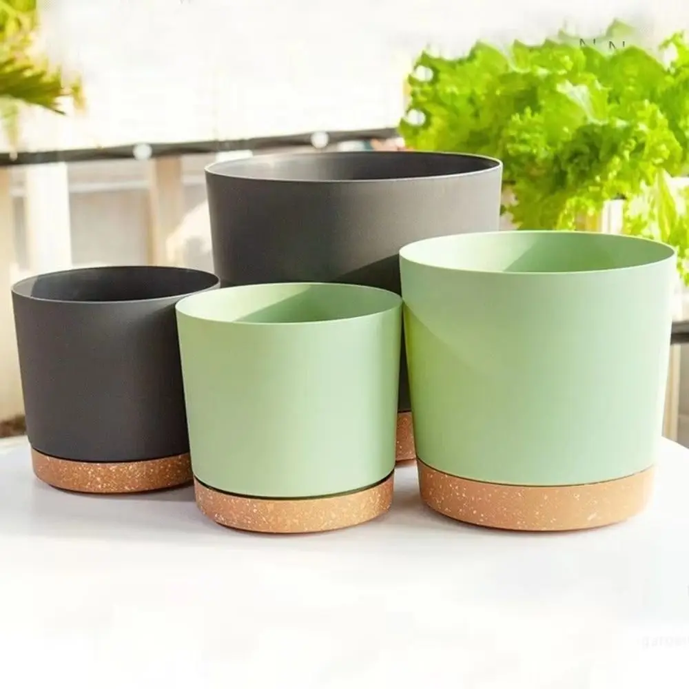 Plastic Plant Pot Circular with Drainage Tray Succulent Planter Flowerpot Separation Design Bonsai Potted Flowerpot