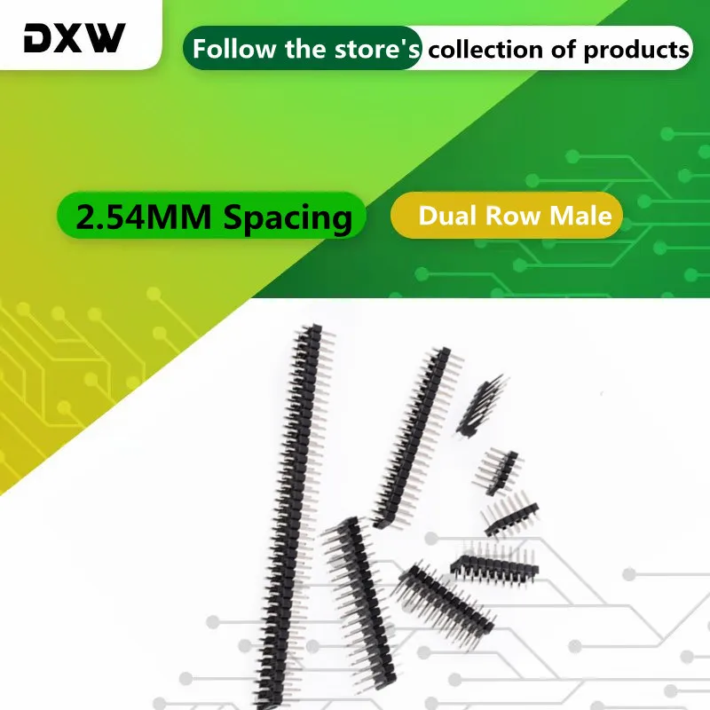 20PCS/Lot Dual Row Male 40Pin 2x2/3/4/5/6/7/8/9/14/20/30/40 Dual Line Plug 2.54mm Fragile Pin Head Connectors with Arduino Black