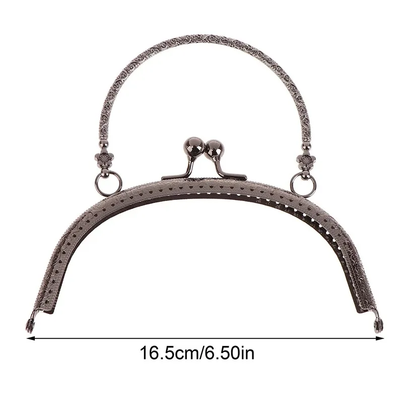 16.5CM Arch Embossing Beads Kiss Metal Purse Frame Clasp Sewing Lock Handbag Handle DIY Purse Bag Women Clutch Bag Accessries