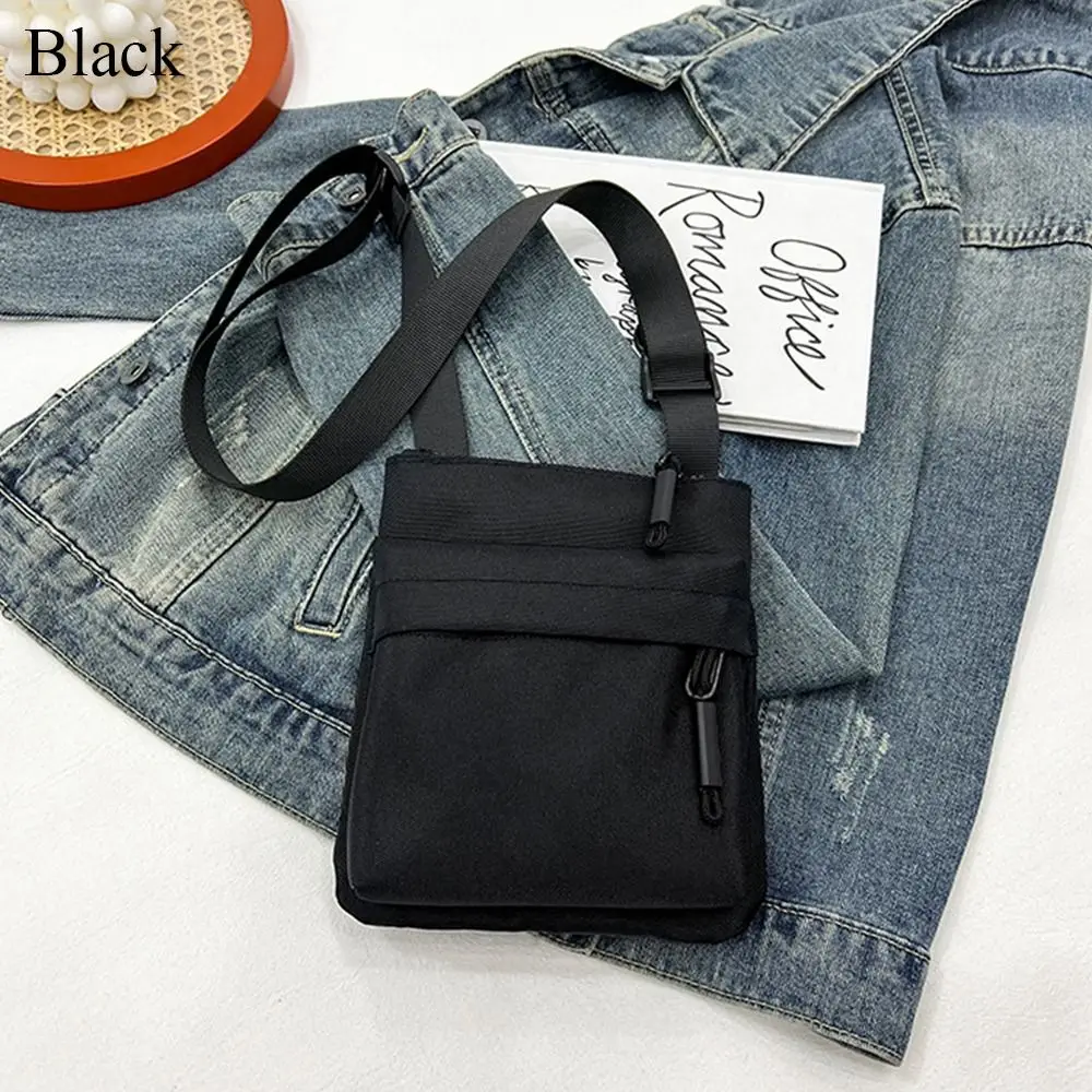 Waterproof Nylon Messenger Bags Women Men Shoulder Bag Solid Color Cross-body Bag Sling Bag Outdoor Sports Cellphone Pouch