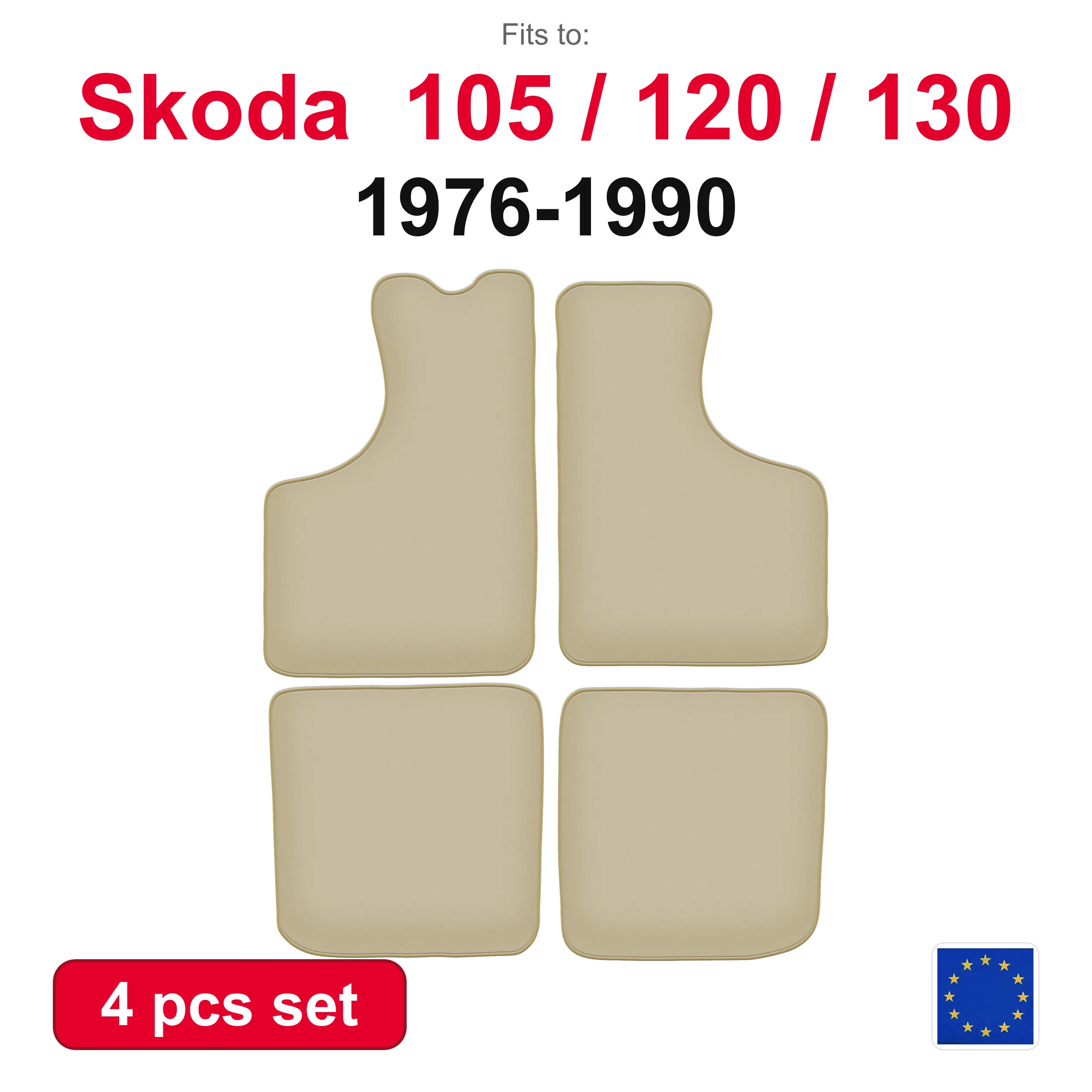 PREMIUM Velours-Autofußmatten für Skoda 1000MB Limousine (1966-1969) – beige passgenaues Autofußmatten-Set