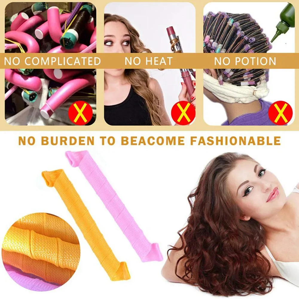 Hair Rollers (20/25/30/45/50cm) Snail Shape Not Waveform Spiral Round Curls Hair Curler Soft Hair Curler Magic Hair Rollers DIY