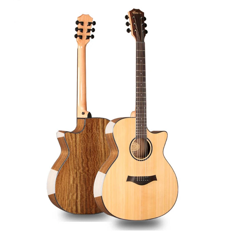 Top Solid Spruce Walnut Guitar  40 41 Inch Acoustic Electric 6 Steel-Strings Folk Pop Flattop Guitarra Highgloss Cutaway