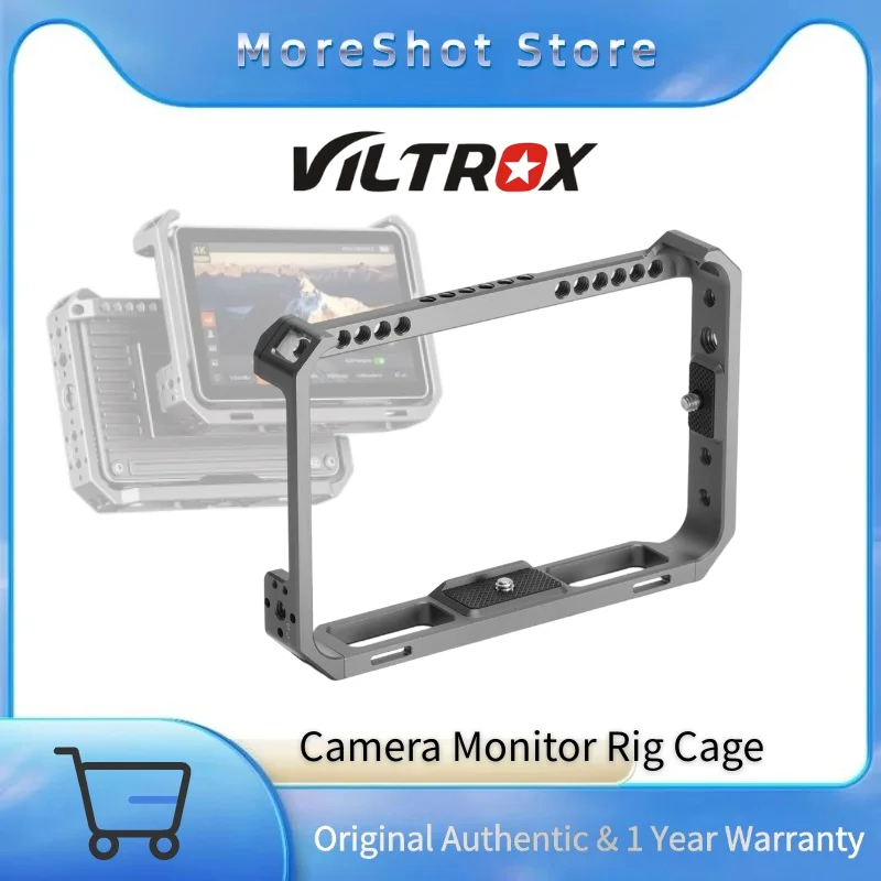 VILTROX Gabbia per monitor per telecamera per monitor da campo video DC-X2 DC-X3 Telaio protettivo in alluminio resistente con foro per vite da 1/4