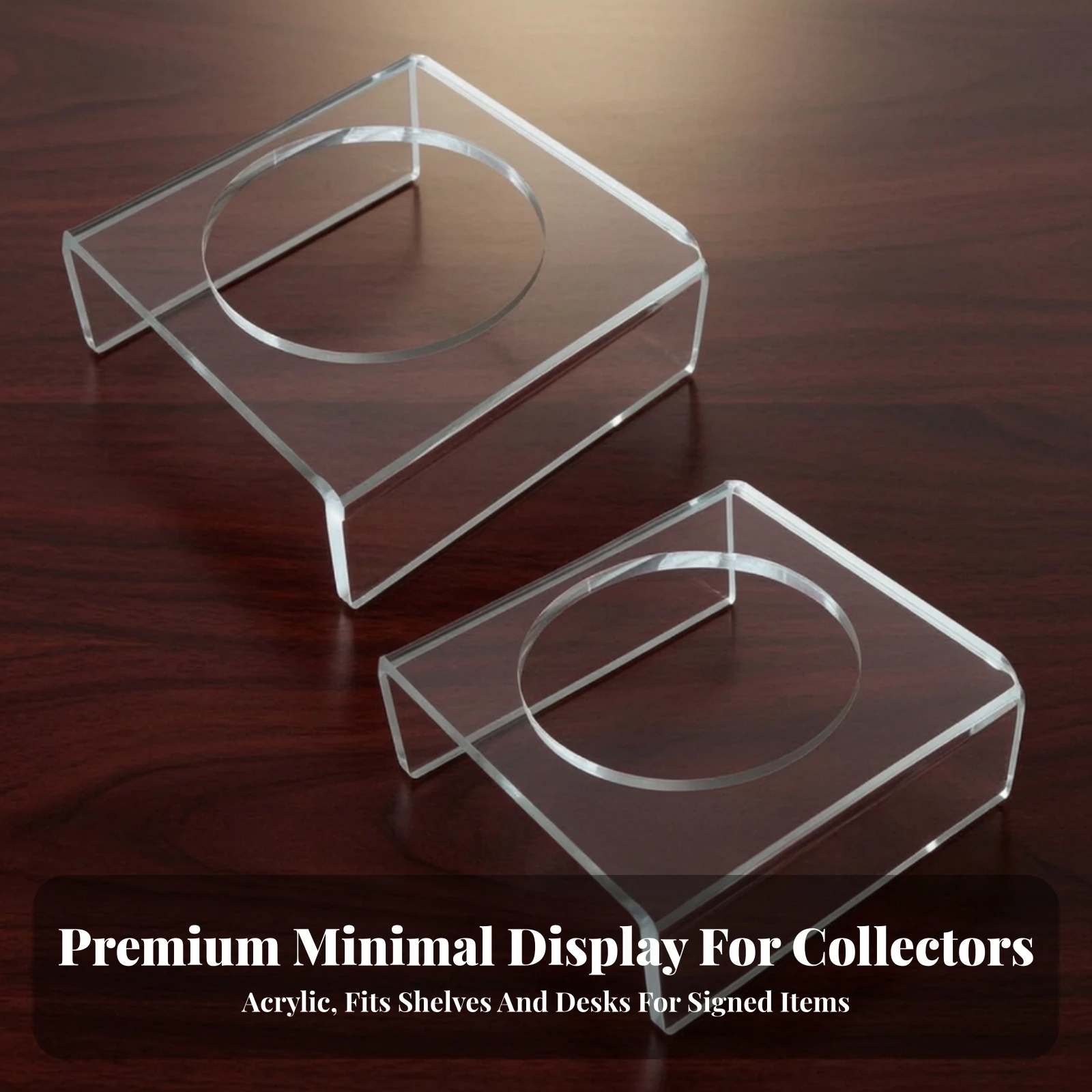 2 Pieces Sphere Display Stand Transparent Ball Stand Display Block with Circular Cutout Low-Height Holder Space-Saving
