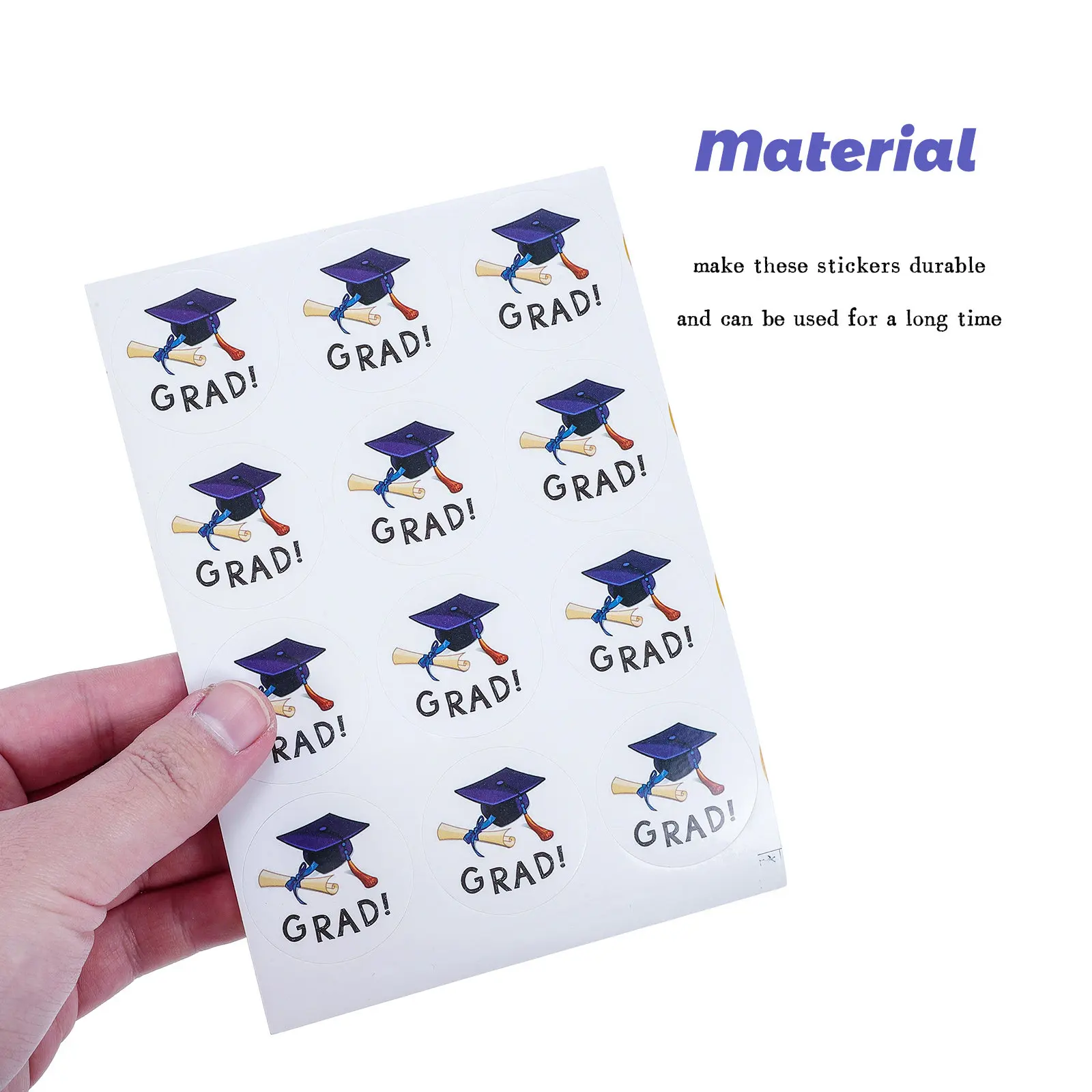 20Sheets Graduation Cap Stickers Premium Tear-Resistant Sealing Labels for Envelopes Candy Boxes Gift Packaging DIY Party