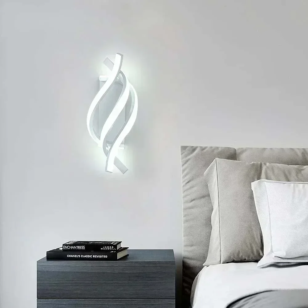 

Modern LED Wall Lamp Curved Spiral Sconce for Living Room Bedroom Bedside Aisle Home Decoration Indoor Lighting Fixtures Lustre