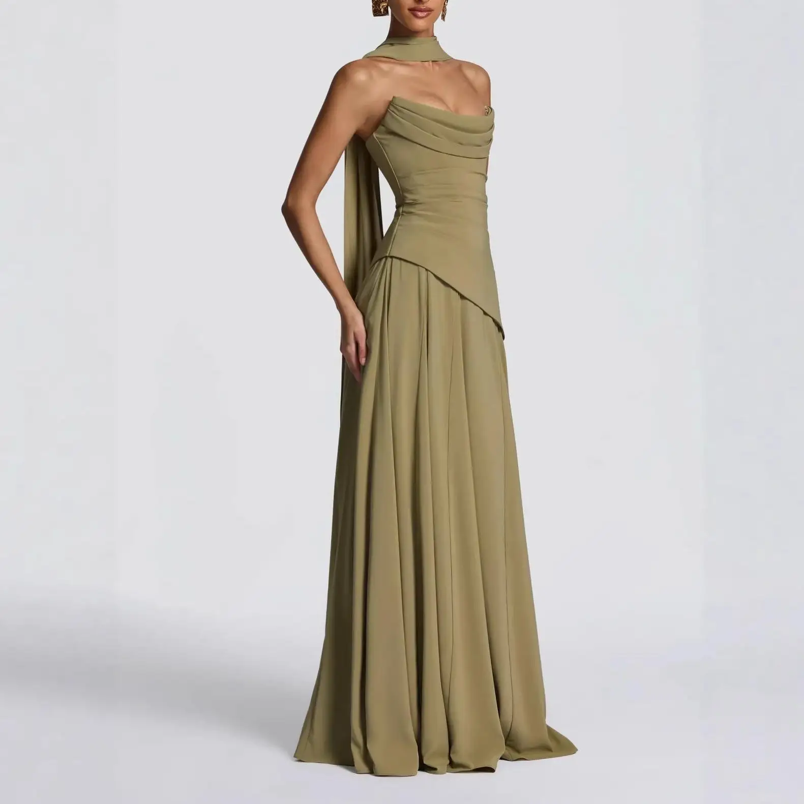 Elegant Women's Two-Piece Set Waist-Cinching Summer Scarf Strap Vest Top And High Waist Pants Cross-Border Fashion
