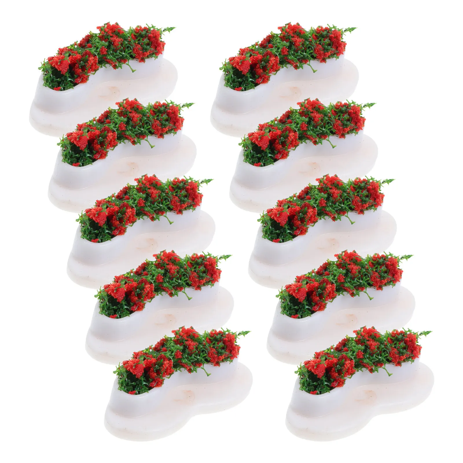 10Pcs Miniature Garden Flower Bed Simulated Park Benches Potted Plants Creative Seating Area Decoration for Small Spaces