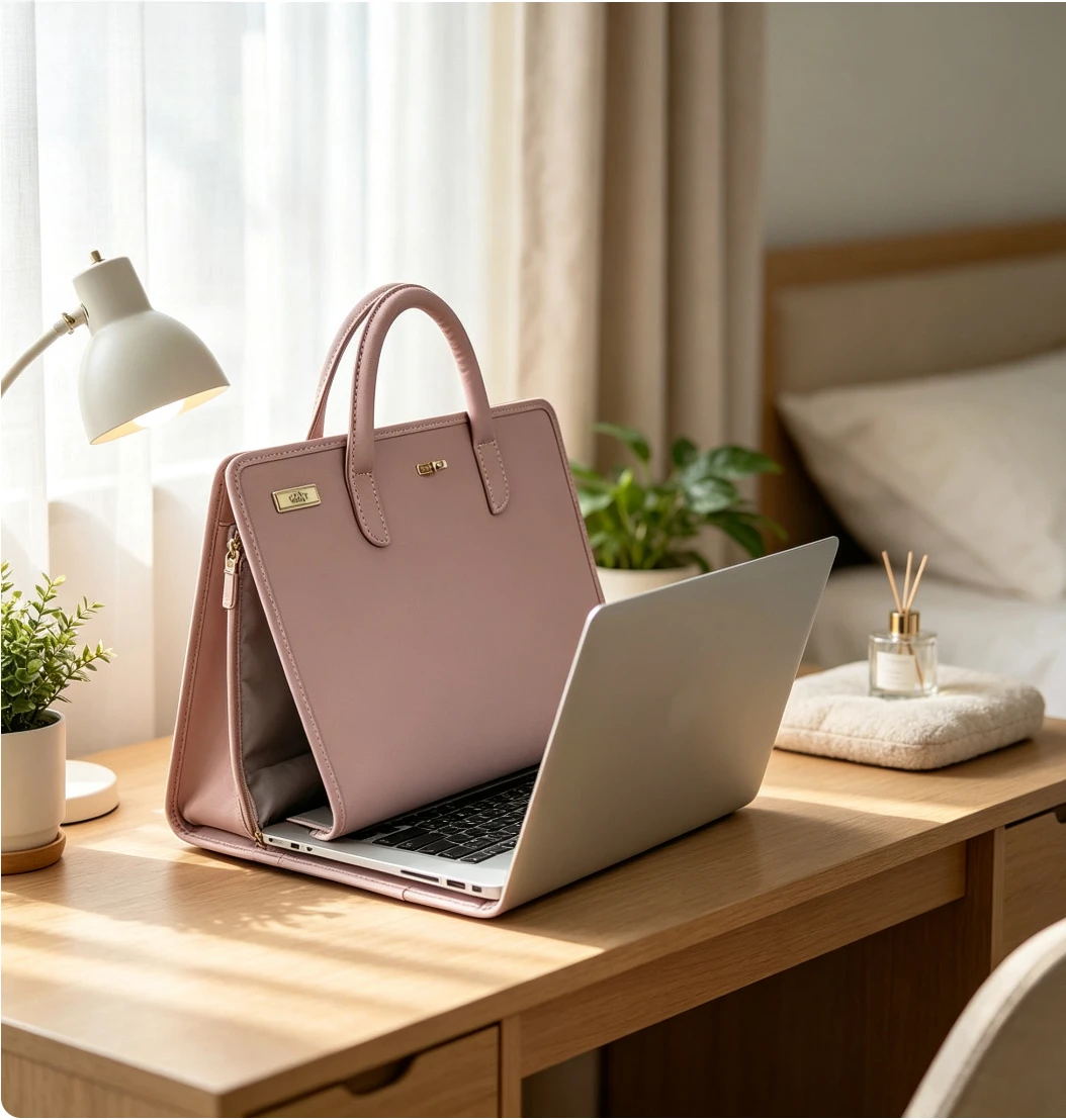 Neutral Style Laptop Carrying Handbag, Pink Fashion Notebook Sleeve Protective Case Cover for Daily Business Travel