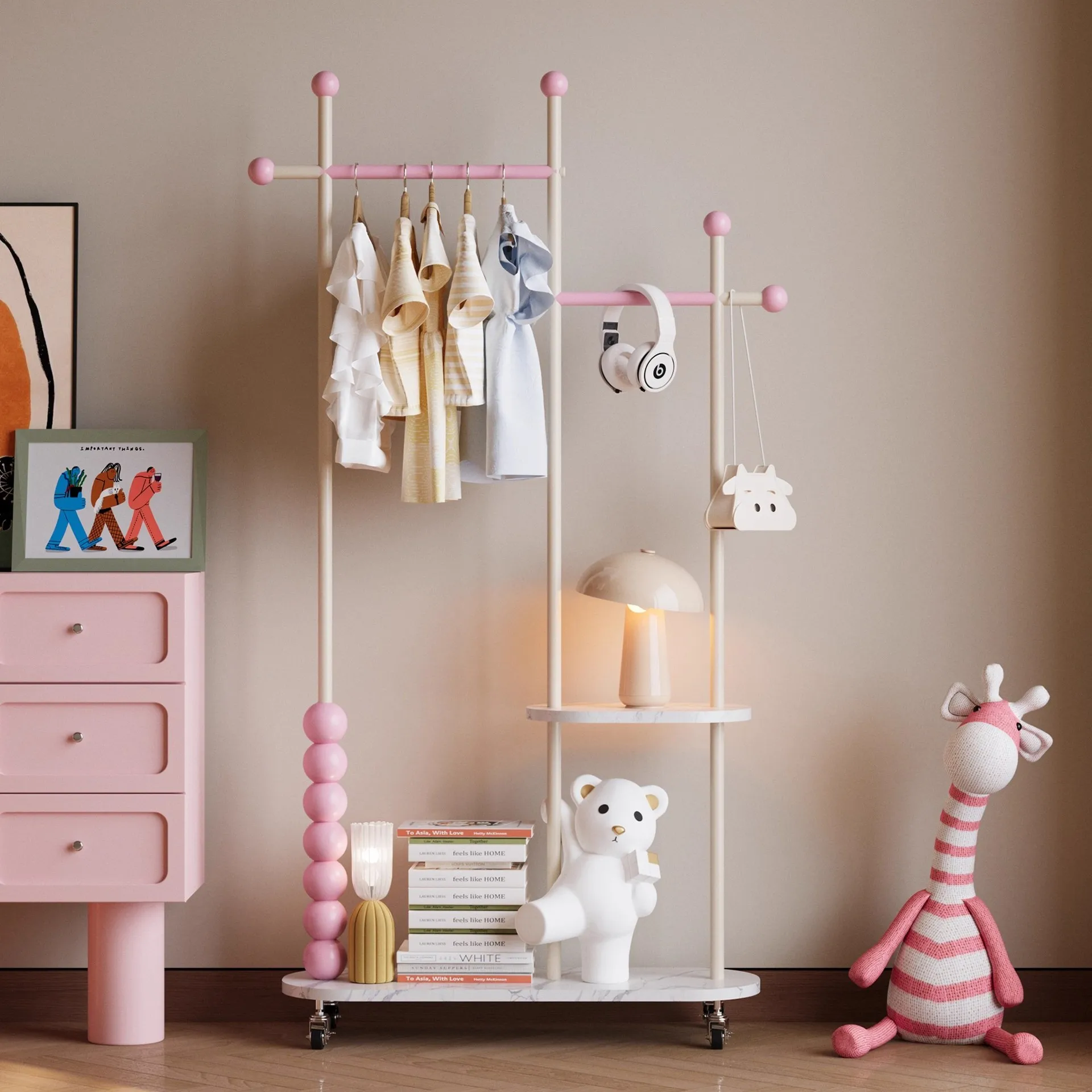 Portable Cute Little Bear-shaped Entrance Hall Bedroom Children's Coat Rack