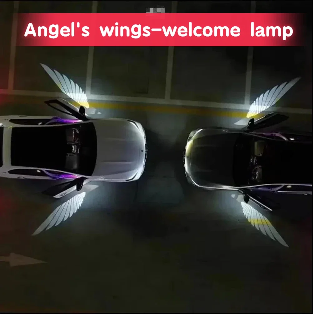 

2PCS car LED lamp rearview mirror Angel wing welcome lamp Angel wing carpet projector car accessories rearview mirror