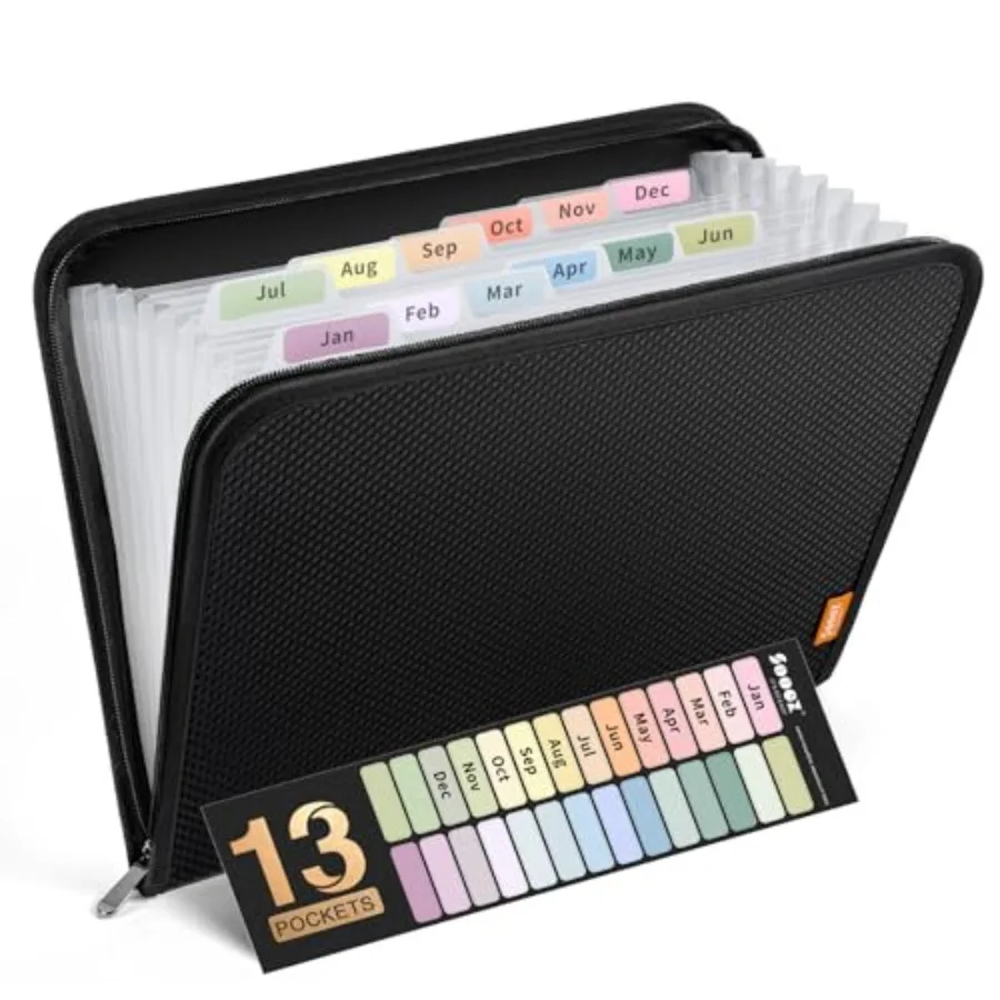 

Accordion File Organizer, Zipper Expanding File Folder Organizer, Reinforced Plastic Accordion Folder, A4 Letter Size, Portable