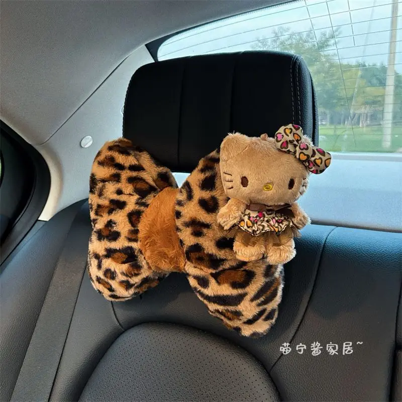 

Sanrio мультяшная автомобильная подушка для шеи, наплечники, плюшевая автомобильная декоративная подушка для сиденья, милый бант, автомобильные аксессуары Hello Kitty, подарок