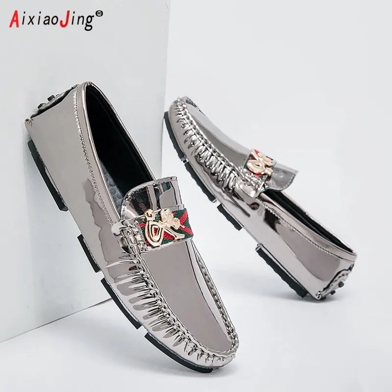 AIXIAOJING Stylish Men Fashion Trendy Loafers Genuine Leather Causal Shoes for Men Plus Size EUR 38-48 Youth Moccasins Shoes