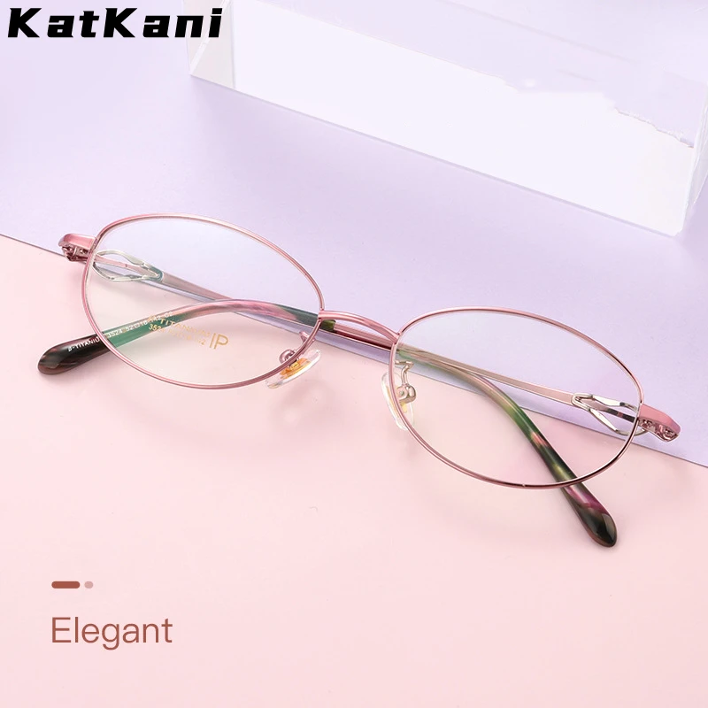 

KatKani Fashion Ultra-light Myopia Hyperopia Eyeglasses Retro High-quality Alloy Optical Prescription Glasses Frame Women 3524X