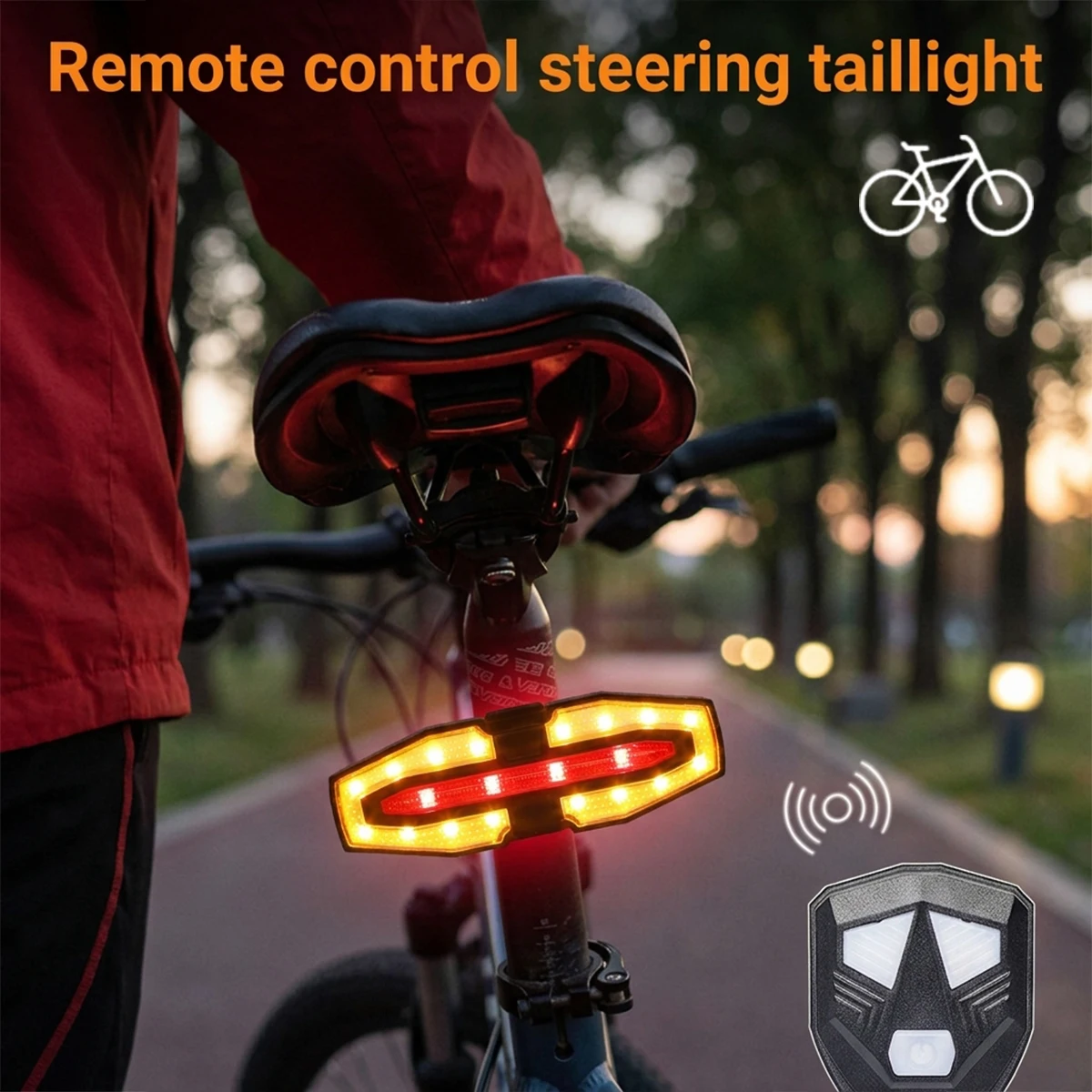 Bicycle Taillight Direction Indicator Wireless Remote Control Type-c Rechargeable Bike Tail Light Turn Signal Brake Warning Lamp