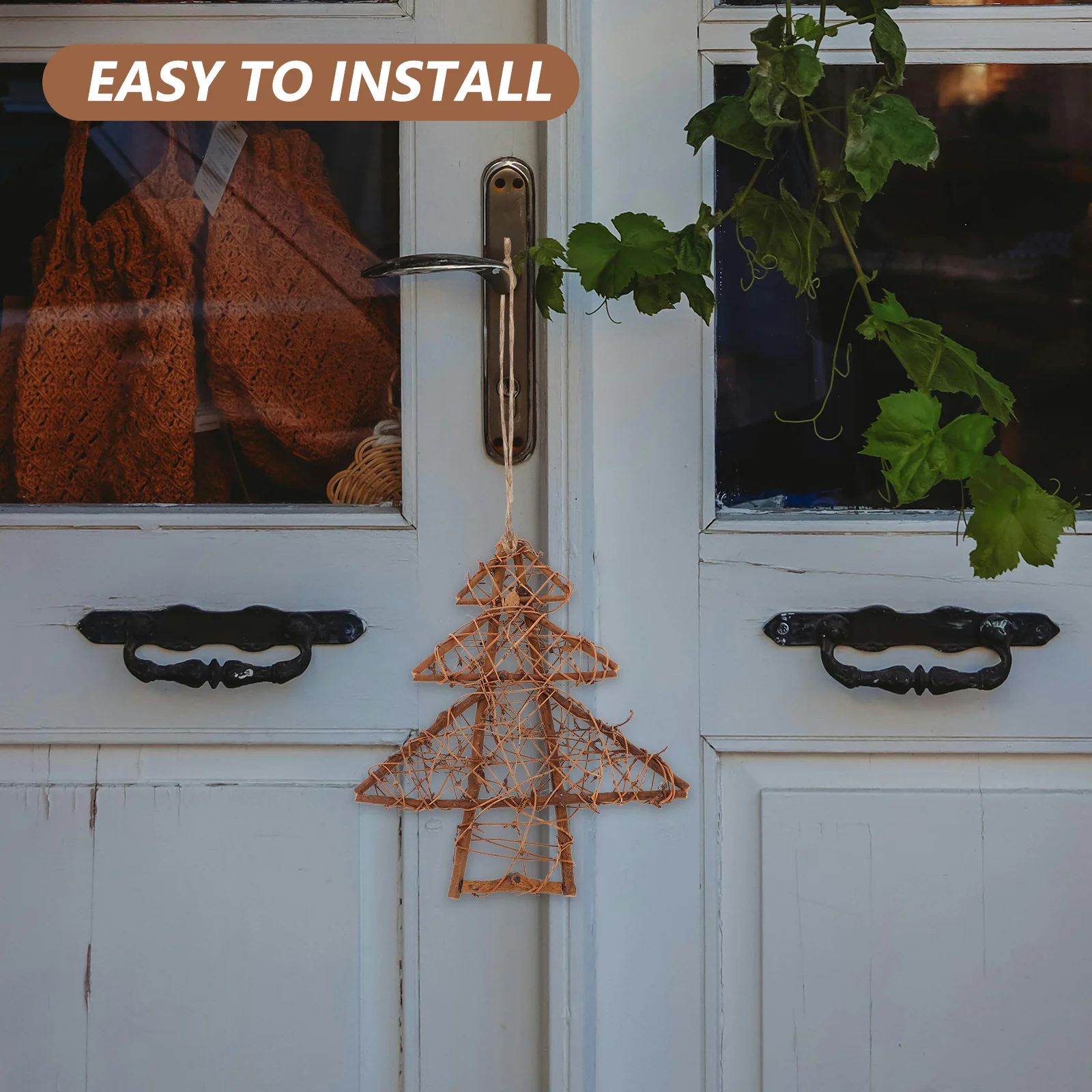 

2Pcs Rustic Wreath Vine Handwoven Rattan Garland Farmhouse Holiday Decoration Grapevine Wreath Table Decor for Living Room