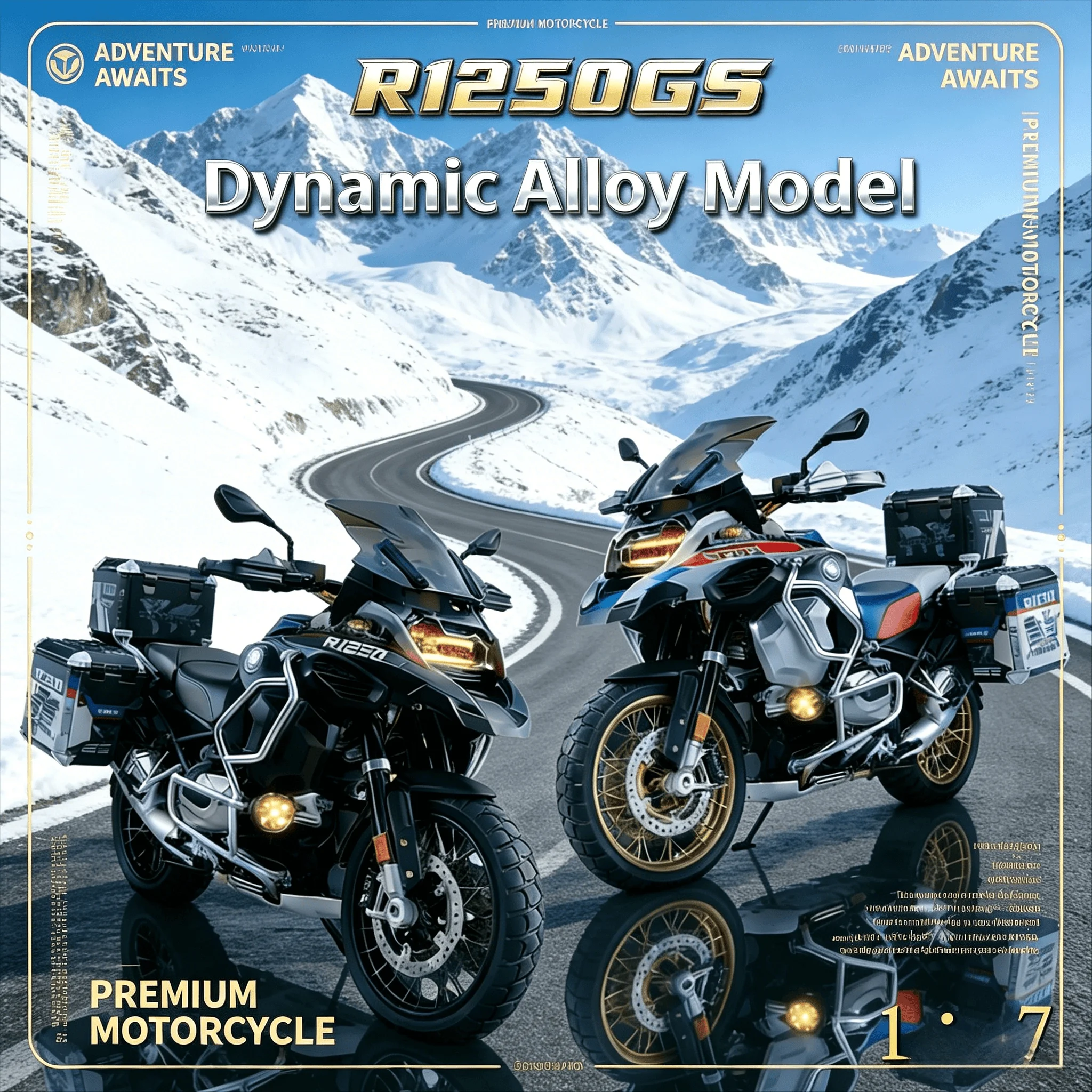 

New 1:7 supersize Alloy Motorcycle Model with Spray Function Boyfriend Gift Home Decoration Collection For BMW R1250GS ADV