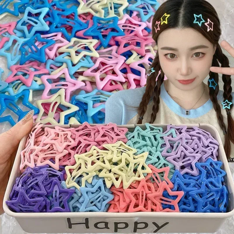 3/30Pcs Y2K Bobby Pin Girl Colorful Stars Barrettes clip a scatto in metallo Kid coreano BB forcine Crab Stick Headwear accessori per capelli