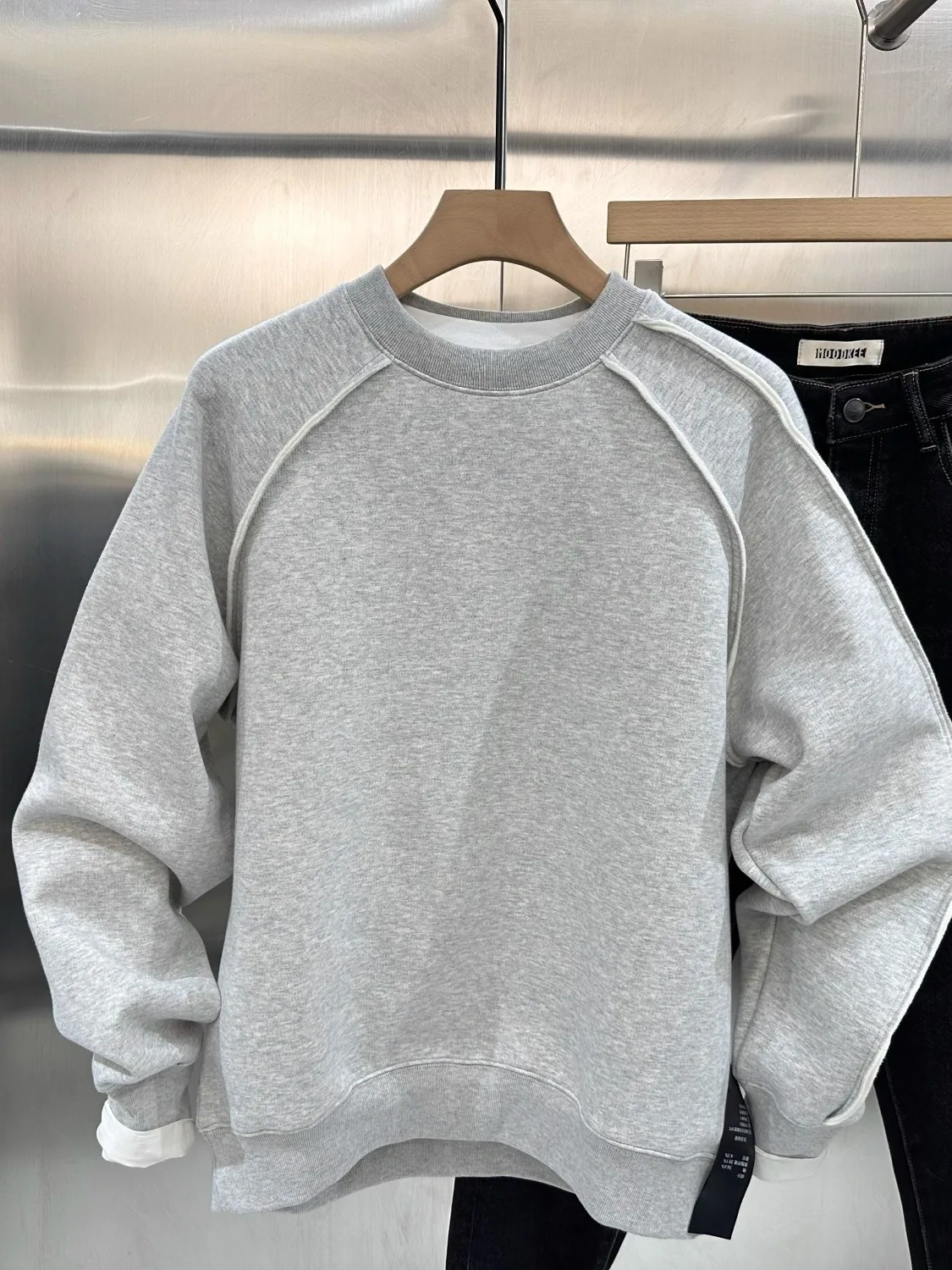 

American Sle Loose Fit round Ne Sweatirt Men's Faionable Autumn Winter Base Layer Top Youth ular Casual Long Sve